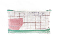 30x50 sari pillowcase in beige with green and red Indian patterns, vintage boho sari pillow (unique, upcycled)