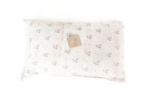 Sari pillowcase 30x50 in cream/white with colorful Indian patterns and flowers in brownish/pinkish gray color (unique pillowcases)