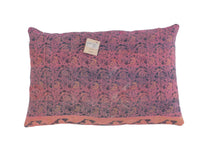 Sari pillowcase 60x40 with colorful boho bohemian checks in turquoise, mint green, purple and pink - unique Indian/ethnic vintage sari pillow in upcycled sari fabric.