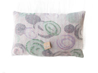 Sari pillowcase 60x40 cm in vintage boho style with colorful ethnic patterns in turquoise, white, black and ochre as well as decorative wave and ornament fields