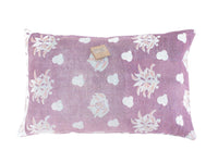 Unique sari pillowcase 60x40 cm in vintage boho style with colorful orange and ochre pattern and Indian/ethnic ornaments in beige and gray, sari pillow with oriental details and sari pillowcase look