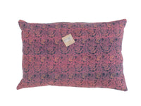 Sari pillowcase 60x40 with unique boho/bohemian pattern in green, coral orange and dusty beige with white stripes and flowers, Indian upcycled sari pillow for sofa and bed
