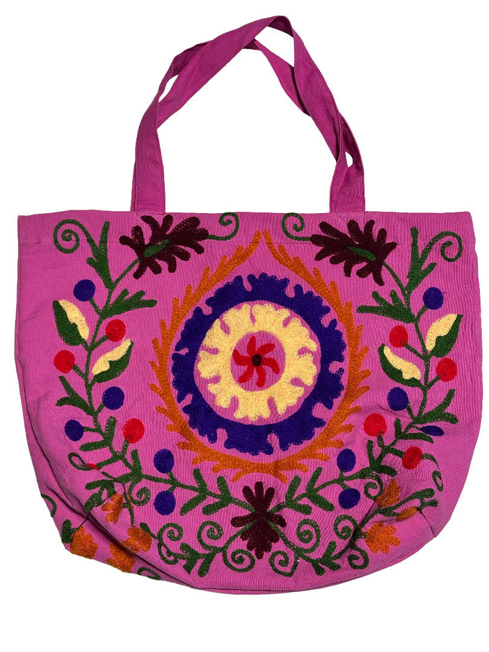 Suzani Canvas beach bag Pink