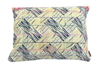 Unique sari pillowcase 50x70 with colorful bohemian/boho pattern in yellow, black, blue and pink - Indian vintage sari pillow (sari pillow) in ethnic oriental style
