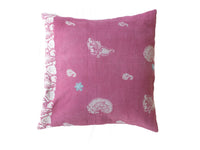 Unique sari pillowcase 50x50 in dusty burgundy pink with white oriental patterns and paisley/ornaments - boho and vintage Indian pillow, colorful sari pillow look