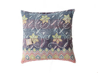 Sari pillowcase 50x50 in dark blue and red with colorful floral and geometric patterns, unique Indian/boho sari pillow (oriental ethnic pillows)