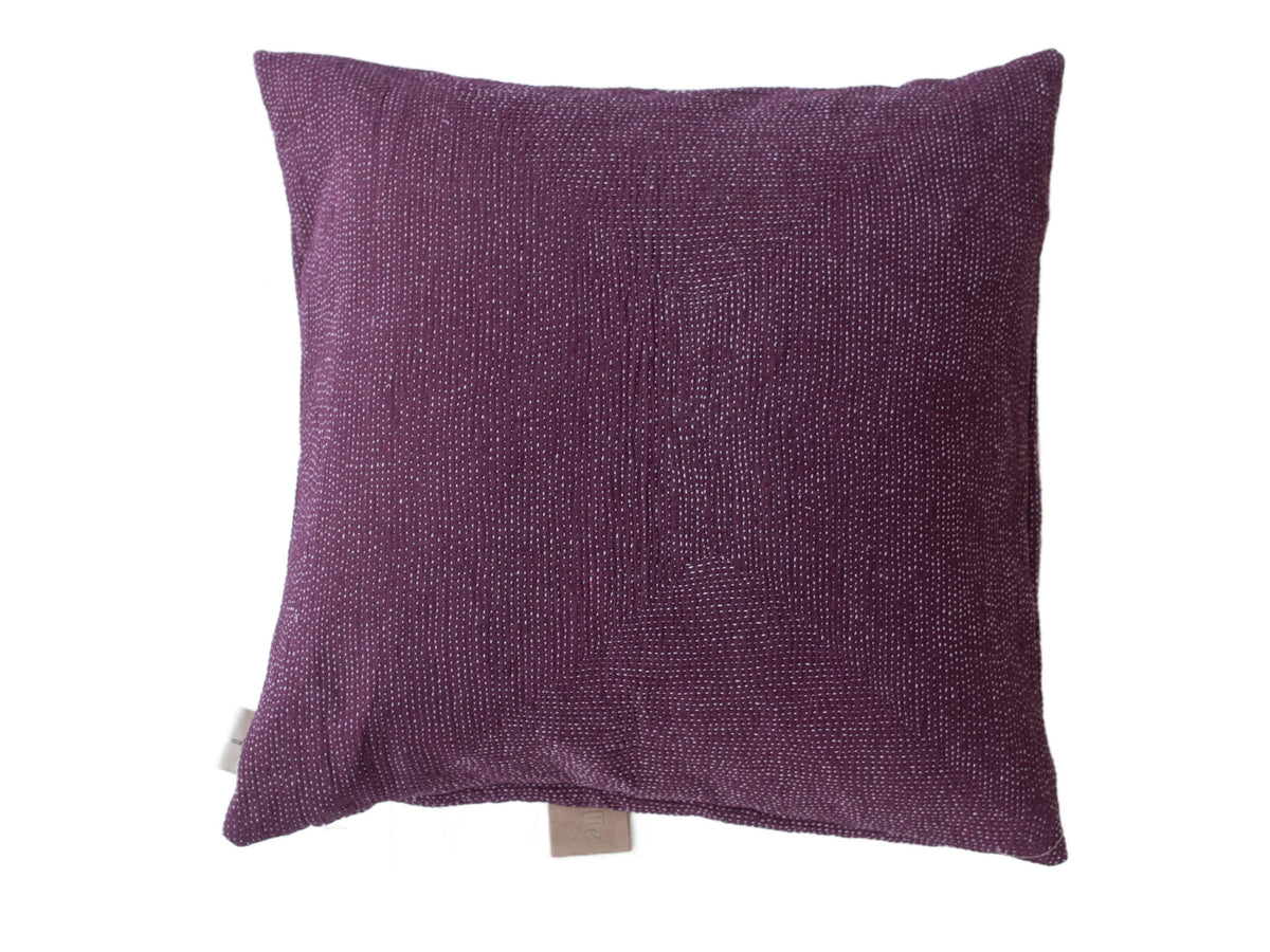 Sari pillowcase 50x50 in dark purple with fine white dots and vintage texture - sari pillow, bohemian and ethnic Indian pillowcase